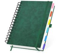 Yarotm Quaderno a Spirale A5-1 Pezzi 21.3x14.5cm Quaderno a Righe - 120 Fogli Blocco Notes Pelle PU - 100g/m² Carta Taccuino a Righe 7mm - Notebook A5 Copertina Rigida, Verde Scuro
