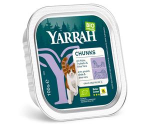 Yarrah Bio 48 x 100 g - Bocconcini in Salsa con Pollo bio & Tacchino bio con Aloe Vera bio