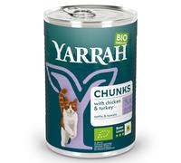 Yarrah Bio Bocconcini 24 x 405 g umido gatto Pollo bio & Tacchino bio con Ortica bio & Pomodori bio