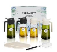YARRAMATE 4 Pcs Oliera Spray per Olio d'Oliva, Spruzzino Olio con Dosatore e Vaporizzatore, Ideale per Friggitrice ad Aria, Inclusi 2 Tappetini Antiscivolo e Spazzola - Regalo da Cucina