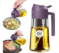 YARRAMATE Bottiglia dispenser per olio d'oliva per cucina, spruzzatore 2 in 1 per cucinare, 470 ml, bottiglia spray in vetro con versatore, nebulizzatore per olio alimentare（viola）