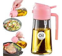 YARRAMATE Bottiglia dispenser per olio d'oliva per cucina, spruzzatore 2 in 1 per cucinare, 470 ml, bottiglia spray in vetro con versatore, nebulizzatore per olio alimentare (06_Rosa)