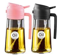 YARRAMATE Bottiglia dispenser per olio d'oliva per cucina, spruzzatore 2 in 1 per cucinare, 470 ml, bottiglia spray in vetro con versatore, nebulizzatore per olio alimentare（Rosa Nero）