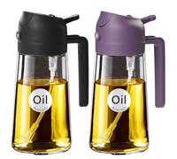 YARRAMATE Bottiglia dispenser per olio d'oliva per cucina, spruzzatore 2 in 1 per cucinare, 470 ml, bottiglia spray in vetro con versatore, nebulizzatore per olio alimentare（Nero Viola）