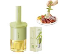 YARRAMATE Dispenser Olio da Cucina con Spazzola in Silicone Resistente al Calore e Vetro, 300 ml Dosatore, Bottiglia con Dosatore per Salse Barbecue Frittura (Verde)