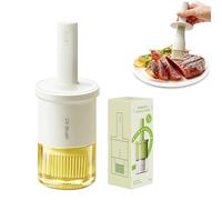 YARRAMATE Dispenser Olio da Cucina con Spazzola in Silicone Resistente al Calore e Vetro, 300 ml Dosatore, Bottiglia con Dosatore per Salse Barbecue Frittura (Bianca)