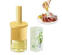 YARRAMATE Dispenser Olio da Cucina con Spazzola in Silicone Resistente al Calore e Vetro, 300 ml Dosatore, Bottiglia con Dosatore per Salse Barbecue Frittura (Arancione)