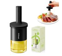 YARRAMATE Dispenser Olio da Cucina con Spazzola in Silicone Resistente al Calore e Vetro, 300 ml Dosatore, Bottiglia con per Salse Barbecue Frittura (Nero)