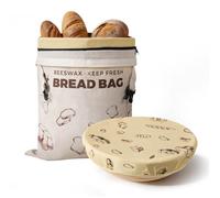 YARRAMATE Set di sacchetti per il pane in cera d'api biologica e coperchio per ciotole, riutilizzabili e adatti al congelatore, base per la conservazione del pane e l'impasto (43 x 33 cm, 30,5 cm)