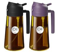 YARRAMATE Spruzzatore per olio da 470 ml, marrone scuro per cucinare con adesivi, bottiglia dispenser di olio d'oliva 2 in 1 di qualità alimentare, per gadget da cucina, friggitrice ad aria, insalata