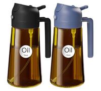 YARRAMATE Spruzzatore per olio da 470 ml, marrone scuro per cucinare con adesivi, bottiglia dispenser di olio d'oliva 2 in 1 di qualità alimentare, per gadget da cucina, friggitrice ad aria, insalata