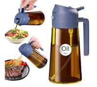 YARRAMATE Spruzzatore per olio da 470 ml, marrone scuro per cucinare con adesivi, bottiglia dispenser di olio d'oliva 2 in 1 di qualità alimentare, per gadget da cucina, friggitrice ad aria, insalata