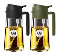 YARRAMATE, Spruzzatore per olio da 470 ml per cucinare con adesivi, bottiglia dispenser di olio d'oliva 2 in 1 di qualità alimentare, per gadget da cucina, insalata, friggere, barbecue, neroverde