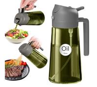 YARRAMATE Spruzzatore per olio scuro con blocco della luce da 470 ml per cucinare, nebulizzatore per olio 2 in 1 di protezione UV per la cucina, bottiglia di olio di vetro verde di alta qualità