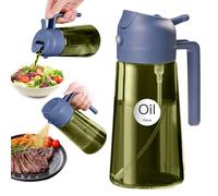 YARRAMATE Spruzzatore per olio scuro da 470 ml, con blocco della luce, per cucinare, 2 in 1, protezione dai raggi UV per la cucina, bottiglia di olio di vetro verde di alta qualità, flacone spray per