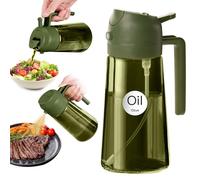 YARRAMATE Spruzzatore per olio scuro da 470 ml con blocco della luce per cucinare, nebulizzatore per olio 2 in 1 di protezione UV per la cucina, bottiglia di olio di vetro verde di alta qualità