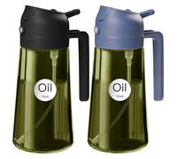 YARRAMATE Spruzzatore per olio verde scuro da 470 ml, per cucinare con adesivi, bottiglia dispenser di olio d'oliva 2 in 1 di qualità alimentare, per gadget da cucina, friggitrice ad aria, insalata