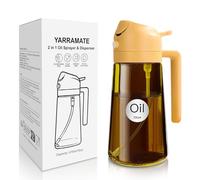 YARRAMATE Spruzzino Olio in Vetro Luce Blocco Scuro Ambrato per Friggitrice Aria 2 in 1, 470 ml Dosatore Bottiglia e Oliera Spray da Cucina, Nebulizzatore per Alimenti (Arancione)