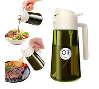 YARRAMATE Spruzzino Olio in Vetro Luce Blocco Scuro Verde per Friggitrice Aria 2 in 1, 470 ml Dosatore d'Oliva Bottiglia e Oliera Spray da Cucina, Nebulizzatore per Alimenti (Bianco)