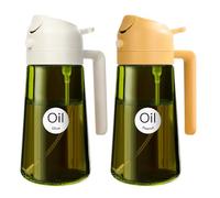 YARRAMATE Spruzzino Olio in Vetro Luce Blocco Scuro Verde per Friggitrice Aria 2 in 1 da 2, 470 ml Dosatore d'Oliva Bottiglia e Oliera Spray da Cucina, Nebulizzatore (Bianco e Arancione)