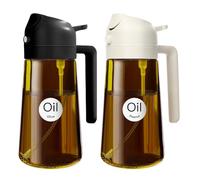 YARRAMATE Spruzzino Olio in Vetro Luce Blocco Scuro Verde per Friggitrice Aria 2 in 1 da 2, 470 ml Dosatore d'Oliva Bottiglia e Oliera Spray da Cucina, Nebulizzatore (Bianco e Nero)