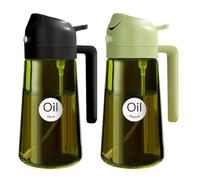 YARRAMATE Spruzzino Olio in Vetro Luce Blocco Scuro Verde per Friggitrice Aria 2 in 1 da 2, 470 ml Dosatore d'Oliva Bottiglia e Oliera Spray da Cucina, Nebulizzatore (Nero e Verde)
