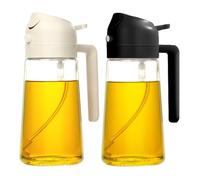 YARRAMATE Spruzzino Olio per Friggitrice Aria 2 in 1, 470 ml Dosatore Bottiglia e Oliera Spray da Cucina, Accessori Nebulizzatore per Alimenti e Spruzzatore (Bianco e Nero)