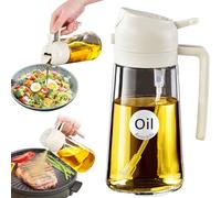 YARRAMATE Spruzzino Olio per Friggitrice Aria 2 in 1, 470 ml Dosatore Bottiglia e Oliera Spray da Cucina, Accessori Nebulizzatore per Alimenti e Spruzzatore (Bianco)