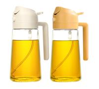 YARRAMATE Spruzzino Olio per Friggitrice Aria 2 in 1 da 2, 470 ml Dosatore Bottiglia e Oliera Spray da Cucina, Accessori Nebulizzatore per Alimenti e Spruzzatore (Bianco e Arancione)