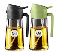 YARRAMATE Spruzzino Olio per Friggitrice Aria 2 in 1 da 2, 470 ml Dosatore Bottiglia e Oliera Spray da Cucina, Accessori Nebulizzatore per Alimenti e Spruzzatore (Nero e Verde)