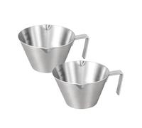 YARRAMATE Tazza da caffè con manico, 100ML accessori per caffè espresso in acciaio inossidabile, misurino in metallo a doppio beccuccio con doppia scala, caffè con bocca a forma di V (2, argento)