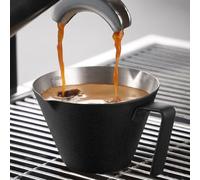 YARRAMATE Tazza da caffè con manico, 100ML accessori per caffè espresso in acciaio inossidabile, misurino in metallo a doppio beccuccio con doppia scala, caffè con bocca a forma di V (1, nero)