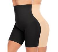 YARRCO Guaina Contenitiva Donna Pancia Piatta Mutande Contenitive Intimo Modellante Pancera Contenitiva a Vita Alta Shapewear Pantaloncini Dimagrante Invisible (#2 Nero+Beige,L)