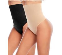 YARRCO Perizoma Modellante Pancia Piatta Donna Guaina Contenitiva Intimo Modellante Vita Alta Mutande Contenitive Slip Pancera Contenitiva Senza Cuciture (Nero+Beige(Vita Alta),XXL)