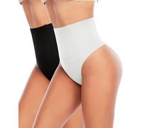 YARRCO Perizoma Modellante Pancia Piatta Donna Guaina Contenitiva Intimo Modellante Vita Alta Mutande Contenitive Slip Pancera Contenitiva Senza Cuciture Invisibile Thong (Nero+Bianco,M)