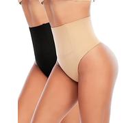 YARRCO Perizoma Modellante Pancia Piatta Donna Guaina Contenitiva Intimo Modellante Vita Alta Mutande Contenitive Slip Pancera Contenitiva Senza Cuciture (Nero+Beige,L)