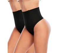 YARRCO Perizoma Modellante Pancia Piatta Donna Guaina Contenitiva Intimo Modellante Vita Alta Mutande Contenitive Slip Pancera Contenitiva Senza Cuciture (Nero+Nero,S)