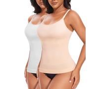 YARRCO Shape - Canottiera da donna per la pancia, shapewear sportiva, canotta modellante, beige e bianco, M