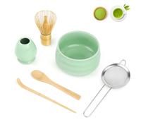 YARVPUV Matcha Kit 6 Pezzi Matcha Set con Frustino Matcha, Matcha Ciotola, Matcha Whisk Holder, Colino, Cucchiaio di Bambù e Chashaku - Ideale per Preparare Macha Tea Regalo del Compleanno e Natale