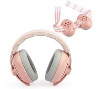 YARVPUV Paraorecchie per bambini, 2 in 1 (0-4 anni), cuffie anti-rumore, fascia regolabile e guscio leggero in ABS, rosa