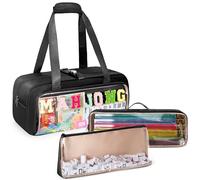 Yarwo Borsa Mahjong 3 Pezzi, Custodia Trasparente per Tiles, Rack, Nero | 3 Pezzi con Tappetino, Fibbie e Lettere Ciniglia per Tessere, Rack e Spingitori per Mahjong Americano