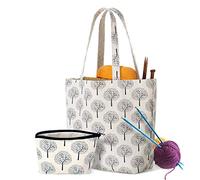 Yarwo Borsa per lavoro a maglia con piccola tasca zippata, filati, ferri da maglia o altri accessori