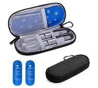 Yarwo Borsa Termica per Insulina, Borsa Termica Medicinali, Borsa Termica per la Penne Insulina, Diabete siringhe, l'insulina Con 2 Impacchi di Ghiaccio, Misuratori di glucosio nel sangue, Nero