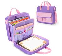 YARWO Cartella con Zip per Ragazzi e Ragazze, Raccoglitore 3 Anelli per 500 Fogli con Tasche Espandibili, Cinghia Regolabile, Organizer Adatto per PC 13", Tablet e Articoli di Cartoleria, Viola