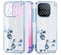 Yarxiawin Brillantini Custodia per IQOO 15 5G, Effetto Glitter per IQOO 15 Cover Trasparente Silicone Sottile Morbido Lusso Case Fiore Antiurto (Blu-Argento)