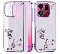Yarxiawin Brillantini Custodia per OPPO Find X9 Pro 5g Morbido, Lusso Effetto Glitter per OPPO Find X9 Pro Cover Trasparente Silicone Antiurto Rosa Case Sottile (Viola-Argento)