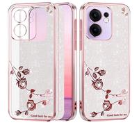 Yarxiawin Brillantini Custodia per OPPO Reno 13 fs 5g Morbido, Lusso Effetto Glitter per OPPO Reno 13 F Cover Trasparente Silicone Antiurto Rosa Case Sottile (Rosa-Argento)