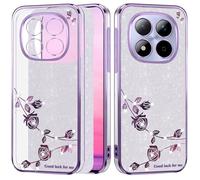 Yarxiawin Brillantini Custodia per Redmi Note 15 Pro 5G, Effetto Glitter per Xiaomi Redmi Note 15 Pro Cover Trasparente Silicone Sottile Morbido Lusso Case Fiore Antiurto (Viola-Argento)