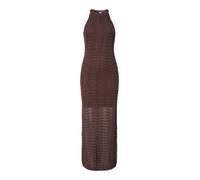 YAS - Vestito midi accollato senza maniche color cioccolato a zig-zag all'uncinetto-Marrone L