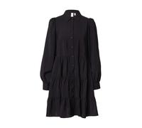 YAS - Vestito camicia corto a balze con maniche lunghe nero S
